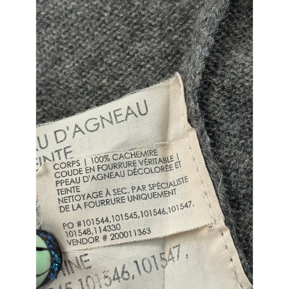 Club Monaco Cashmere Gray Open Front Cardigan Faux Fur Trim XS/S - Picture 7 of 11